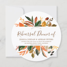 Modern Leaf Wreath Rustic Herfst Rehearsal Dinner Kaart