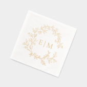 Modern Leafy Crest Eenvoudige Monogrammed Wedding  Folie Servetten (Links)