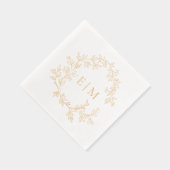 Modern Leafy Crest Eenvoudige Monogrammed Wedding  Folie Servetten (Rechts)