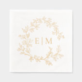 Modern Leafy Crest Eenvoudige Monogrammed Wedding  Folie Servetten (Voorkant)