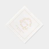 Modern Leafy Crest Eenvoudige Monogrammed Wedding  Folie Servetten (Rechts)