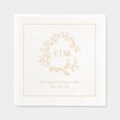 Modern Leafy Crest Eenvoudige Monogrammed Wedding  Folie Servetten (Voorkant)