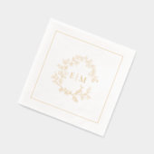 Modern Leafy Crest Eenvoudige Monogrammed Wedding  Folie Servetten (Links)