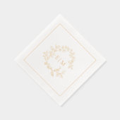 Modern Leafy Crest Eenvoudige Monogrammed Wedding  Folie Servetten (Rechts)