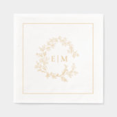 Modern Leafy Crest Eenvoudige Monogrammed Wedding  Folie Servetten (Voorkant)