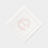 Modern Leafy Crest Monogrammed Wedding Roos Gold Folie Servetten (Rechts)