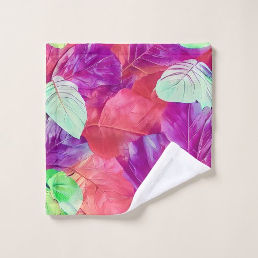Modern Leafy Design Pattern Bad Handdoek (Wasdoekje)