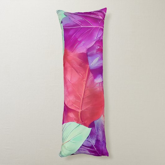 Modern Leafy Design Pattern Lichaamskussen (Achterkant (Verticaal))