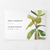 MODERN LEAFY FAUNA GREEN KRAFT WATERVERF WEDING DRIELUIK UITNODIGING (Cover)