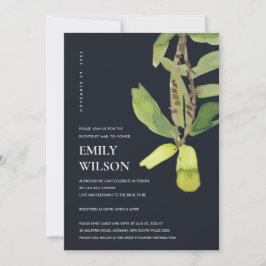 MODERN LEAFY FOLIAGE BLACK SHOWER BY MAIL INVITE BEDANKKAART