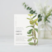 MODERN LEAFY WATERVERF FOLIAGE VRIJGEZELLENFEEST BRIEFKAART (Staand voorkant)