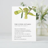 MODERN LEAFY WATERVERF FOLIAGE WEDDING DETAIL INFORMATIEKAARTJE (Staand voorkant)