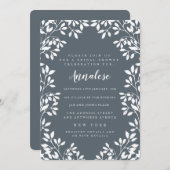 Modern Leaves Border Vrijgezellenfeest Invite Kaart (Voorkant / Achterkant)
