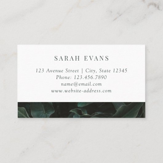 Modern Leaves Greenery Visitekaartje (Achterkant)