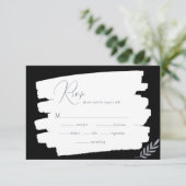 Modern Leaves Minimalistisch Lijst Zwart RSVP-kaar Informatiekaartje (Staand voorkant)