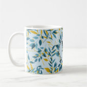 Modern Leaves Navy Blue Gold "Letter M" Koffiemok (Links)