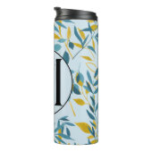 Modern Leaves Navy Blue Gold "Letter M" Thermosbeker (Geroteerd rechts)