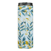 Modern Leaves Navy Blue Gold "Letter P" Thermosbeker (Achterkant)