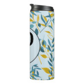 Modern Leaves Navy Blue Gold "Letter P" Thermosbeker (Geroteerd rechts)