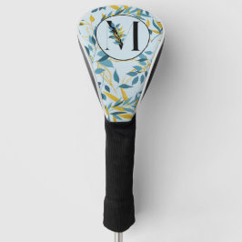 Modern Leaves Navy Gold "Letter M" Golfheadcover
