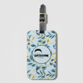 Modern Leaves Navy Gold "Letter P" Bagagelabel (Voorkant (verticaal))