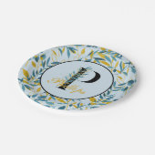 Modern Leaves Navy Gold Monogram "Letter P" Papieren Bordje (Gekanteld)