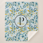 Modern Leaves Navy Gold Monogram "Letter P" Sherpa Deken (Voorkant)