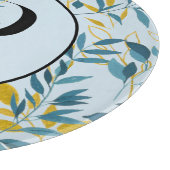 Modern Leaves Navy Gold Monogram "Letter P" Snijplank (Hoek)