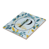 Modern Leaves Navy Gold Monogram "Letter P" Tegeltje (Zijkant)