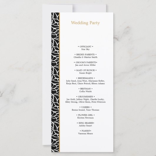 Modern Leaves Pattern Border Wedding Day Programma (Achterkant)
