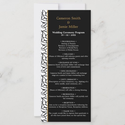 Modern Leaves Pattern Border Wedding Day Programma (Voorkant)