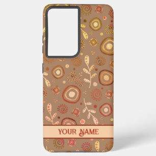 Modern Leaves Pattern Trendy Personaliseer Naam Samsung Galaxy Hoesje