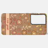 Modern Leaves Pattern Trendy Personaliseer Naam Samsung Galaxy Hoesje (Linkerkant)