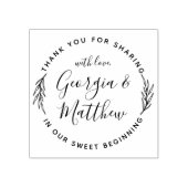 Modern Leaves Script Names Round Wedding Hartelijk Rubberstempel (Afrduk)