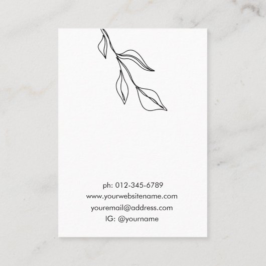 Modern Leaves Zwart Wit Sieraden Oorbel Display Visitekaartje (Achterkant)