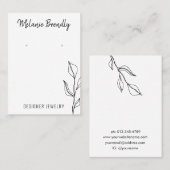 Modern Leaves Zwart Wit Sieraden Oorbel Display Visitekaartje (Voorkant / Achterkant)