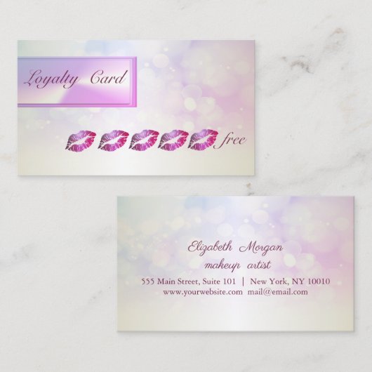 Modern legant, Bokeh, Glittery Lips Loyalty-kaart Klantenkaartje (Voorkant / Achterkant)