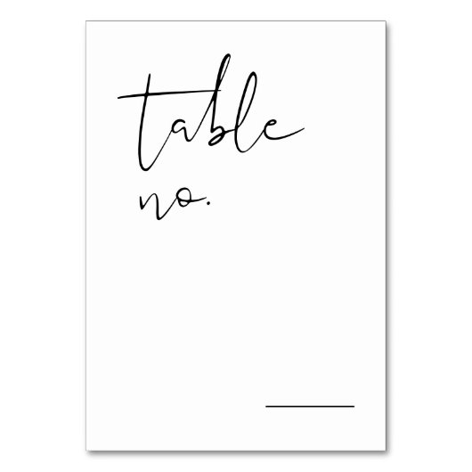 Modern legant bruiloft tabelnummer kaart (Voorkant)