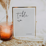 Modern legant bruiloft tabelnummer kaart<br><div class="desc">Dit is een modern, elegant trouwtafelnummer. Bewerk de meeste bewoordingen en alle lettertypen en achtergrondkleuren. // Voor overeenkomende artikelen, bezoek het "EMMA" collectie in de Sincerely By Nicole Zazzle winkel. * Als je dit ontwerp leuk vindt, maar het niet beschikbaar ziet voor iets dat je zoekt, neem dan op elk...</div>