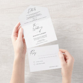 Modern legant Calligraphy Script Wedding All In One Uitnodiging