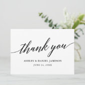 Modern legant Calligraphy Script Wedding Bedankkaart (Staand voorkant)