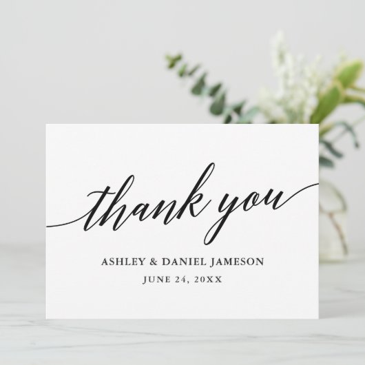 Modern legant Calligraphy Script Wedding Bedankkaart (Staand voorkant)
