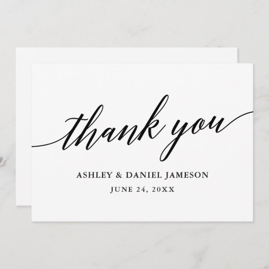Modern legant Calligraphy Script Wedding Bedankkaart (Voorkant / Achterkant)