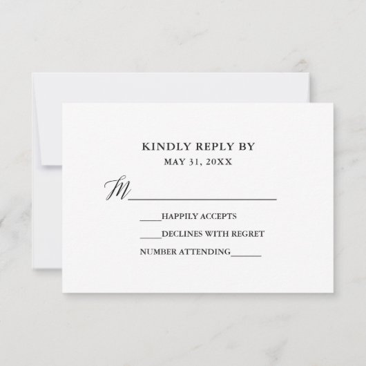 Modern legant Calligraphy Script Wedding RSVP Kaartje (Achterkant)