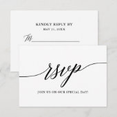 Modern legant Calligraphy Script Wedding RSVP Kaartje (Voorkant / Achterkant)