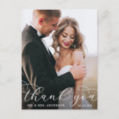 Modern legant calligraphy Wedding Bedankt Foto Briefkaart (Voorkant)