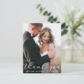 Modern legant calligraphy Wedding Bedankt Foto Briefkaart (Staand voorkant)