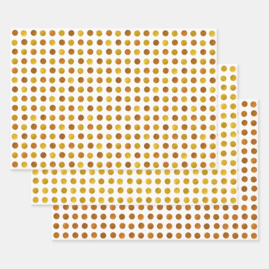 Modern legant Classy White Gold Copper Polka Dots Inpakpapier Vel (Set)