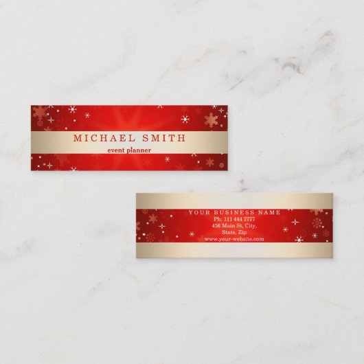 Modern legant decoratief Faux Gold Striped Mini Visitekaartje (Voorkant / Achterkant)