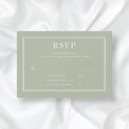 Modern legant Formal Sage Green Wedding RSVP-kaart RSVP Kaartje